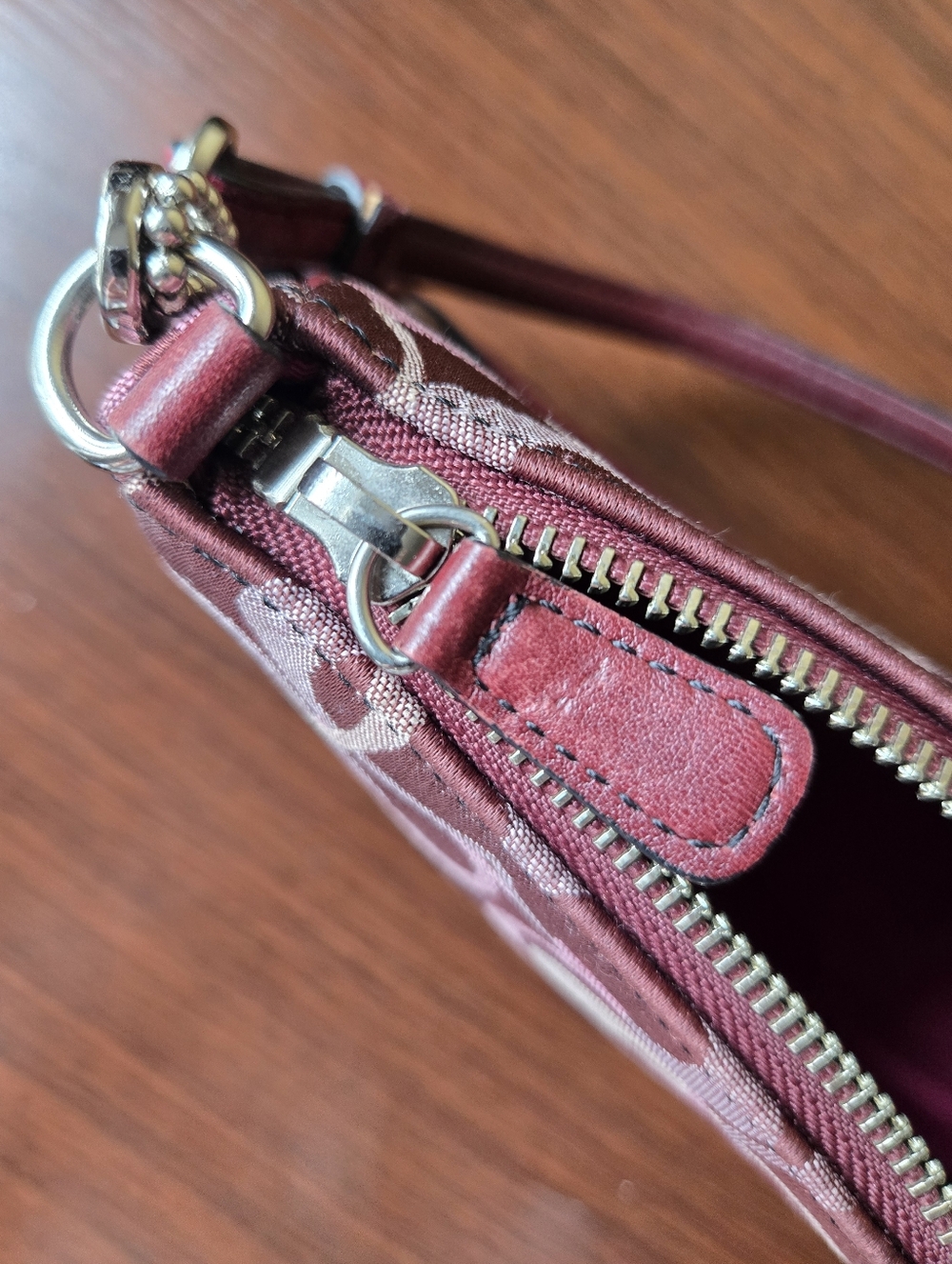 Coach Burgundy Suede Signature Demi Hampton Shoulder Bag Y2K - Picture 11 of 15